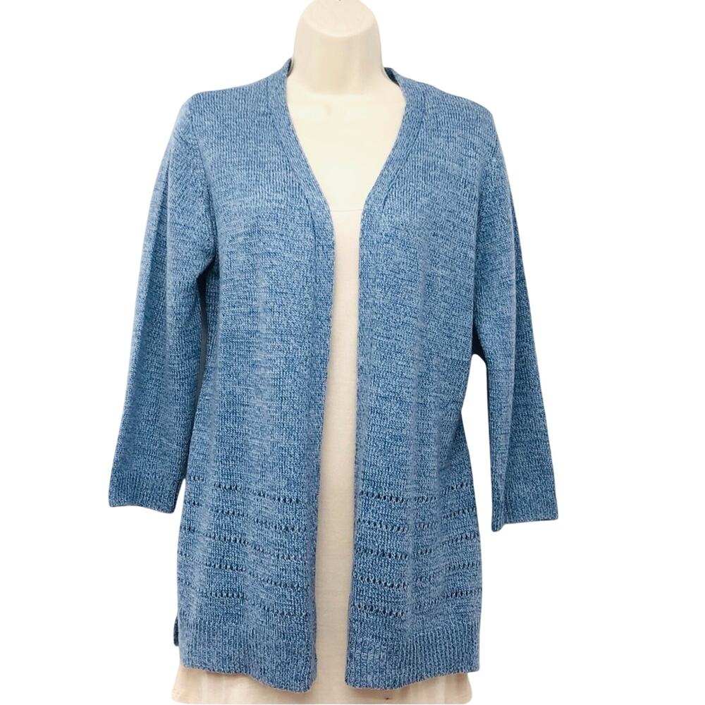 Karen Scott Blue Open Front Sweater Long Sleeve Comfortable Classic Fit - Picture 5 of 16